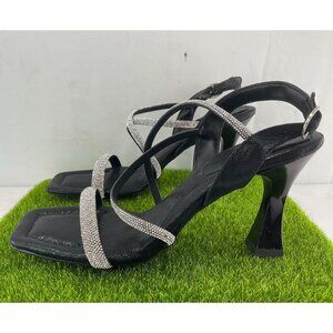 NEW Madam Victoria Womens Black Rhinestone Strap Heels Size 8